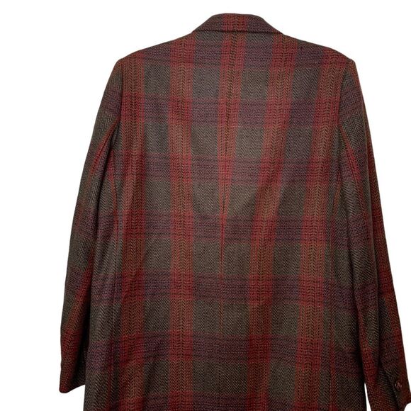 Vintage Plaid Wool Blazer Career Options Red Jacket Size 12 - Picture 2 of 8